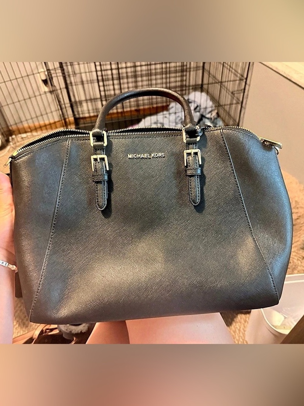 Michael Kors Large Leather Satchel Black